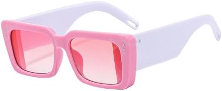 

Солнцезащитные очки прямоугольной формы 2027 года для женщин, ретро-очки для мужчин, двухцветные солнцезащитные очки с защитой от УФ-излучения UV400 MTZJH, C8 Pink White