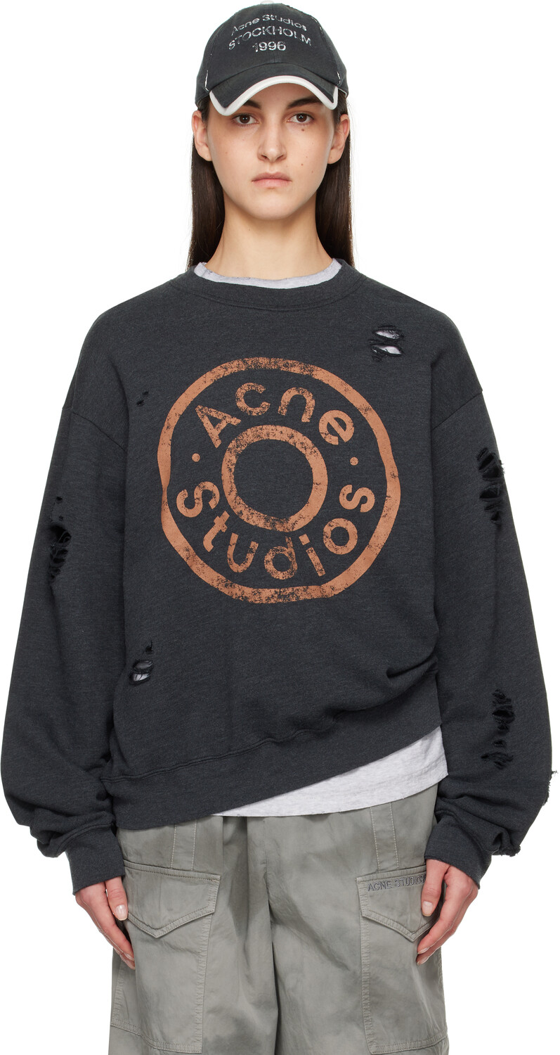 

Черная толстовка с логотипом Acne Studios, Black melange