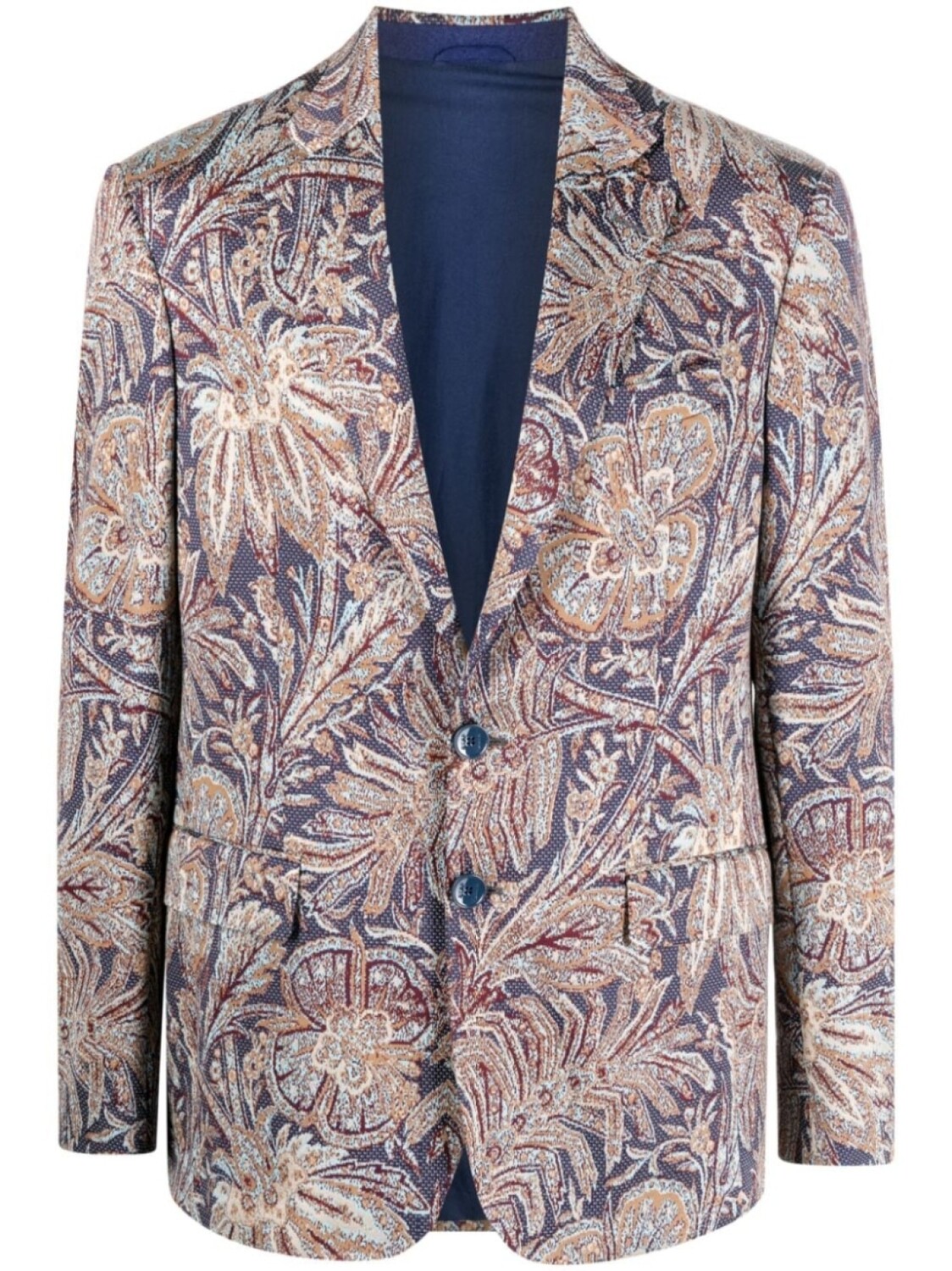 

ETRO однобортный пиджак с узором, синий