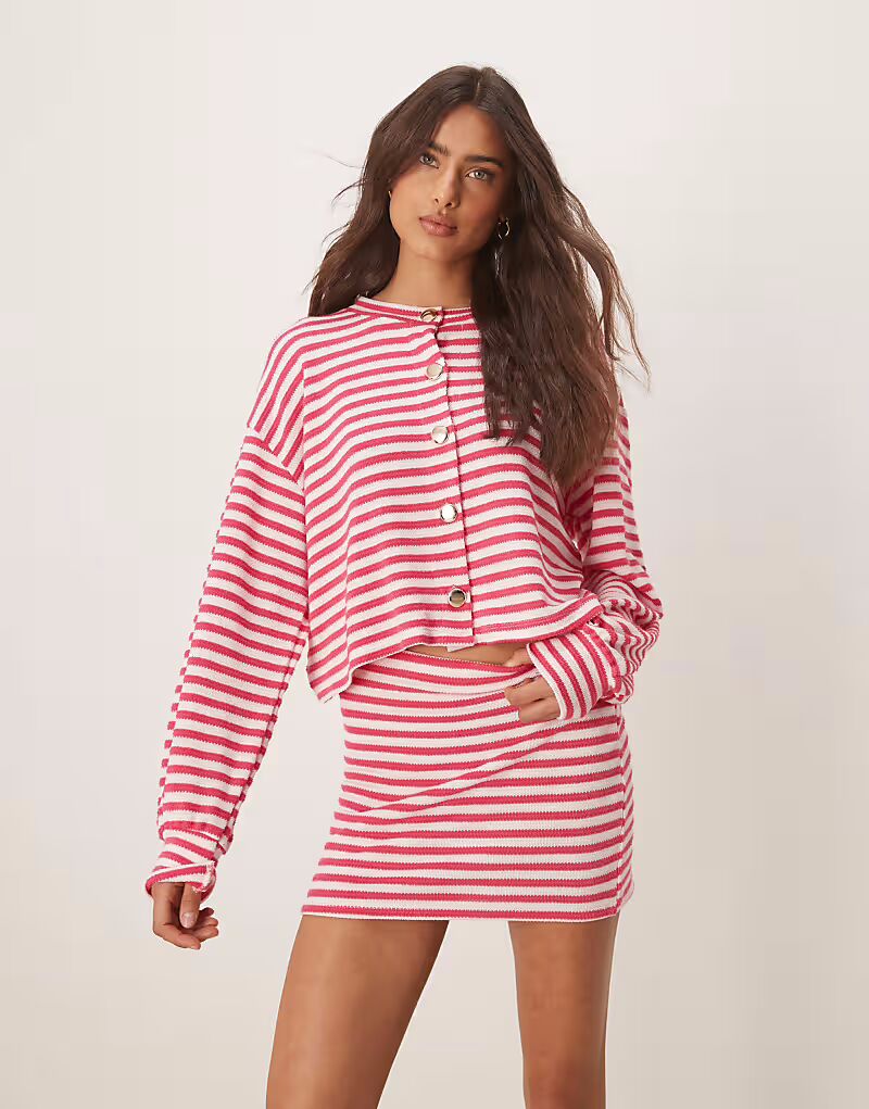

Трикотажная мини-юбка ASOS DESIGN в темно-розовую полоску