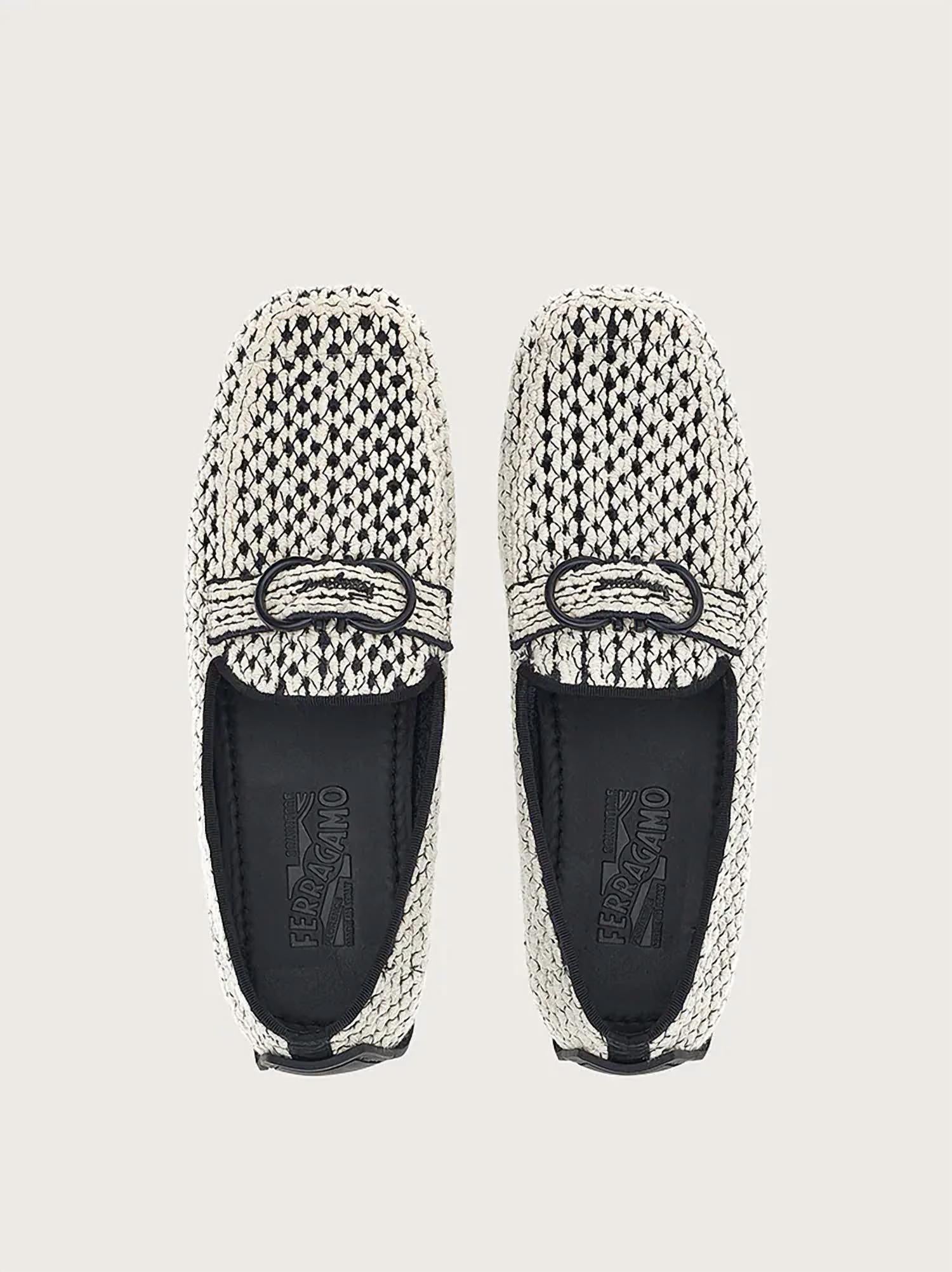 Мужские туфли Driver Gancini Crochet белого цвета Salvatore Ferragamo, белый — фото 4