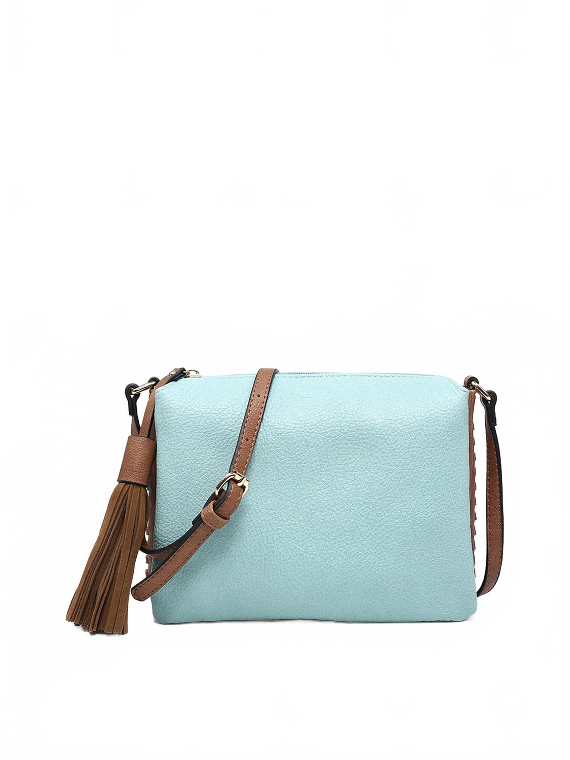 

Женская двухцветная сумка-кроссбоди Sabrina в цвете бирюзовый/коричневый Jen & Co.