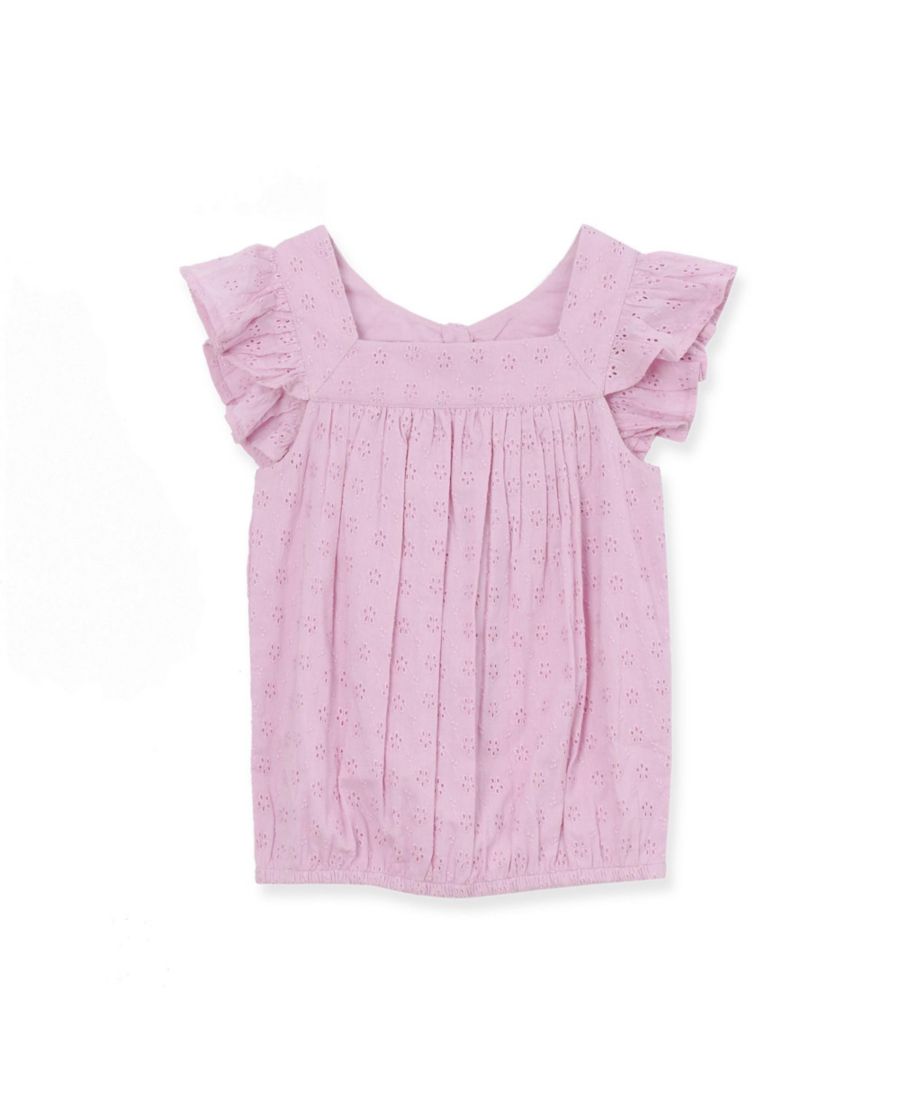 

Детский тканый топ с перфорацией Lands' End, Sunset purple