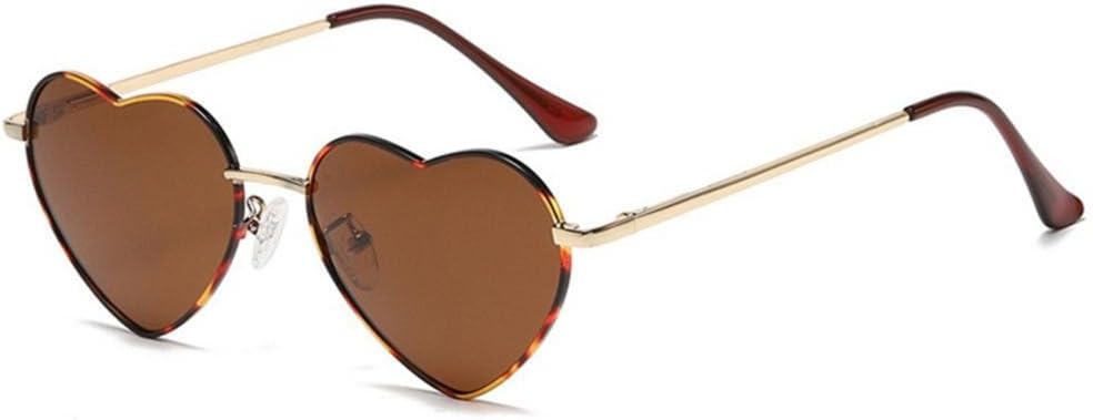 

Модные солнцезащитные очки в форме сердца для женщин, ретро-оправа из металла, разноцветные солнцезащитные очки, очаровательные винтажные очки TYUVIVO, Gold Leopard-tea