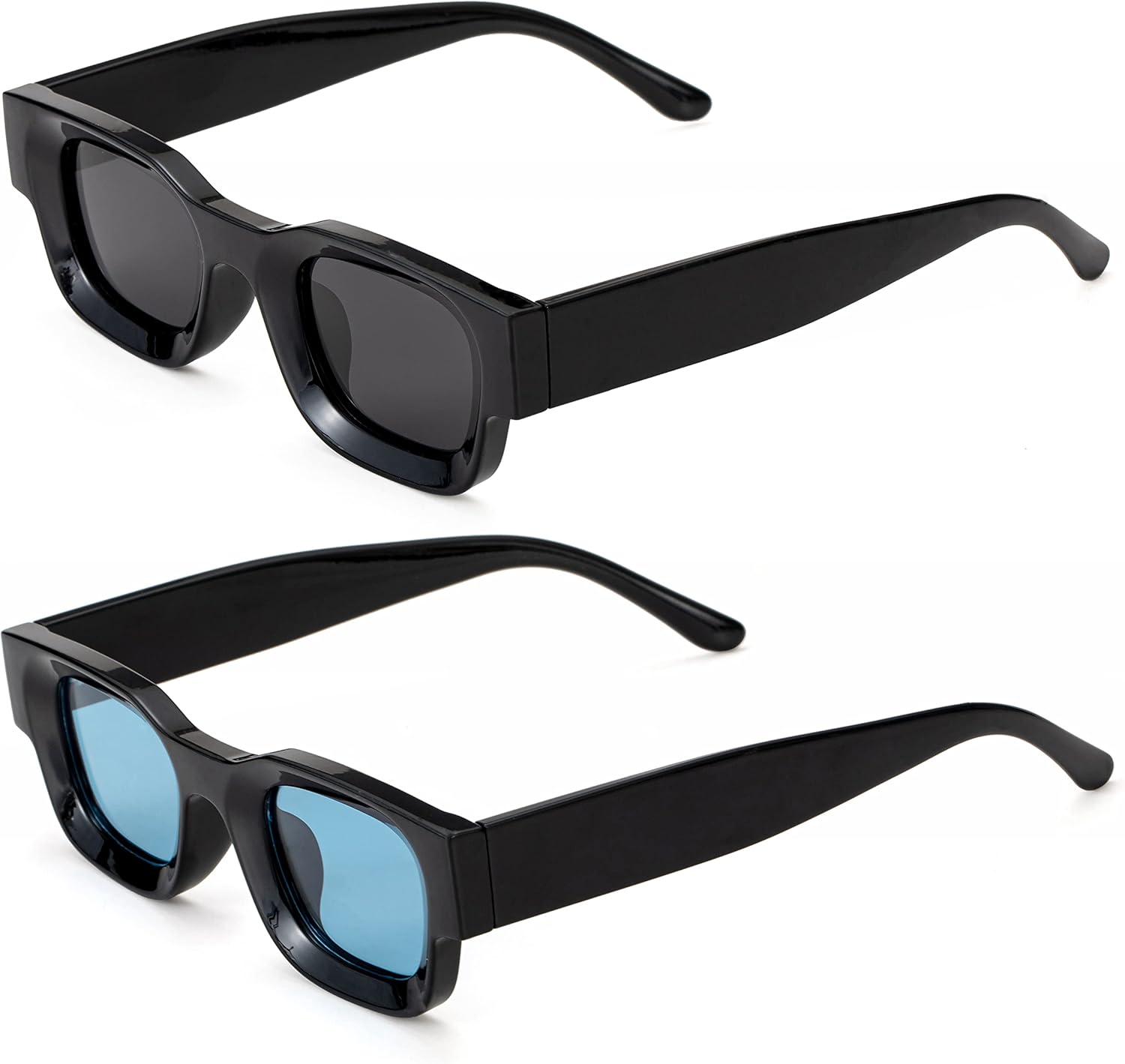 

Солнцезащитные очки в стиле ретро прямоугольной формы с поляризацией для женщин и мужчин с маленьким лицом, массивная квадратная оправа, защита UV400 Teumire, A15 Black/Grey+black/Blue