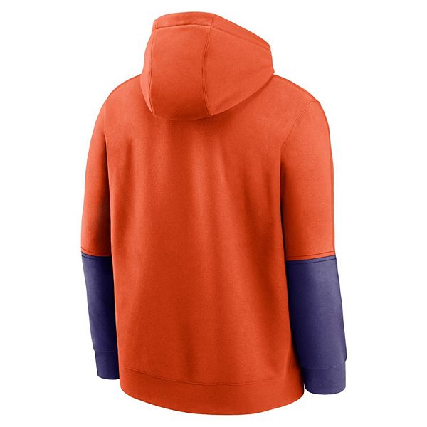 Мужская оранжево-фиолетовая толстовка с капюшоном Clemson Tigers Sideline Club Nike — фото 4