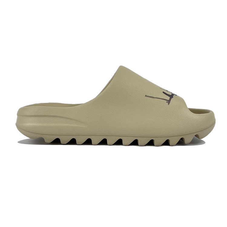 Сланцы Yeezy Slide противоскользящие унисекс бежево-черные Adidas Originals, экрю — фото 2