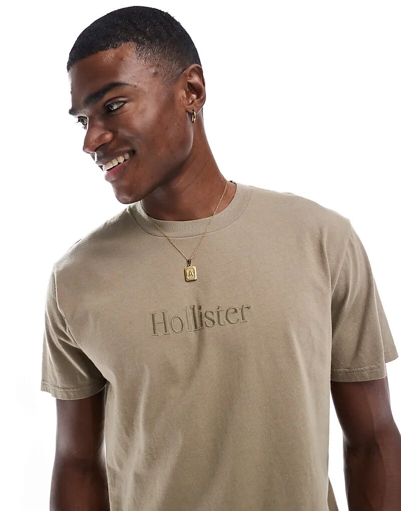 

Футболка с короткими рукавами и логотипом для серфинга бежевого цвета Hollister