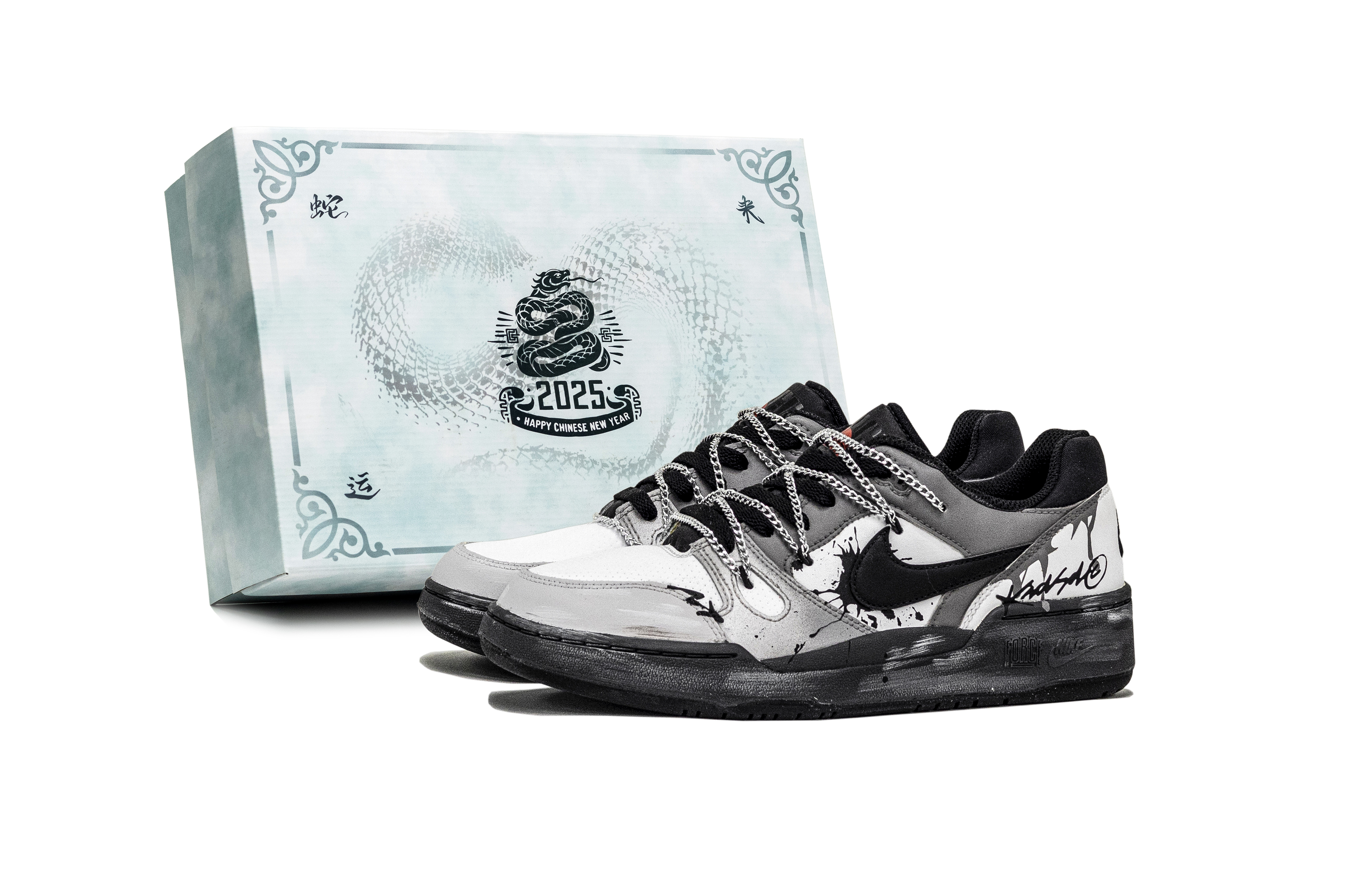 

Nike Кроссовки для скейтбординга Full Force Night Shadow Traces с амортизацией, низкие, мужские, черные