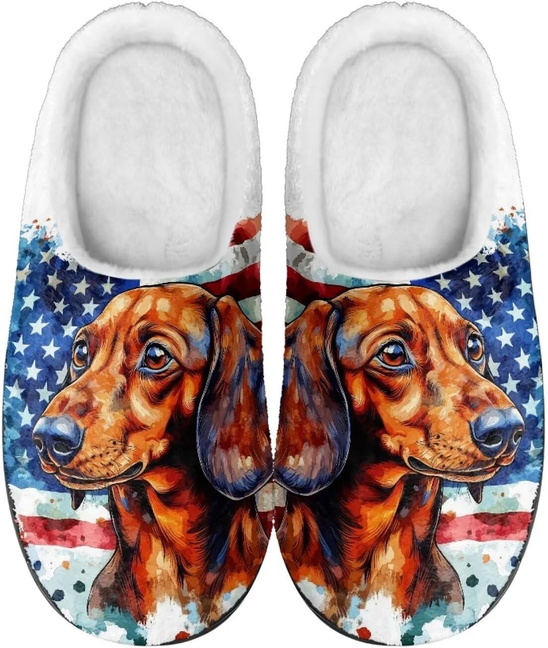 

Мужские и женские плюшевые тапочки, фланелевые теплые мягкие уютные тапочки, домашняя обувь для спальни/улицы, размеры 3-15 Zcfygdx, American Flag Puppy Pattern Print