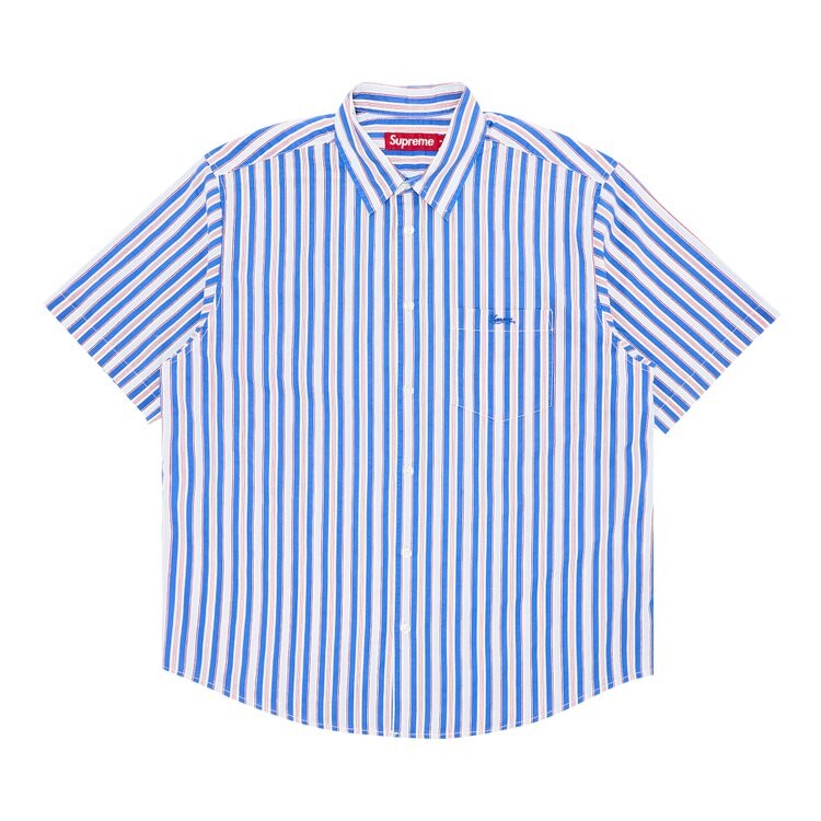 

Рубашка Supreme Loose Fit Multi Stripe Short-Sleeve Shirt, синий