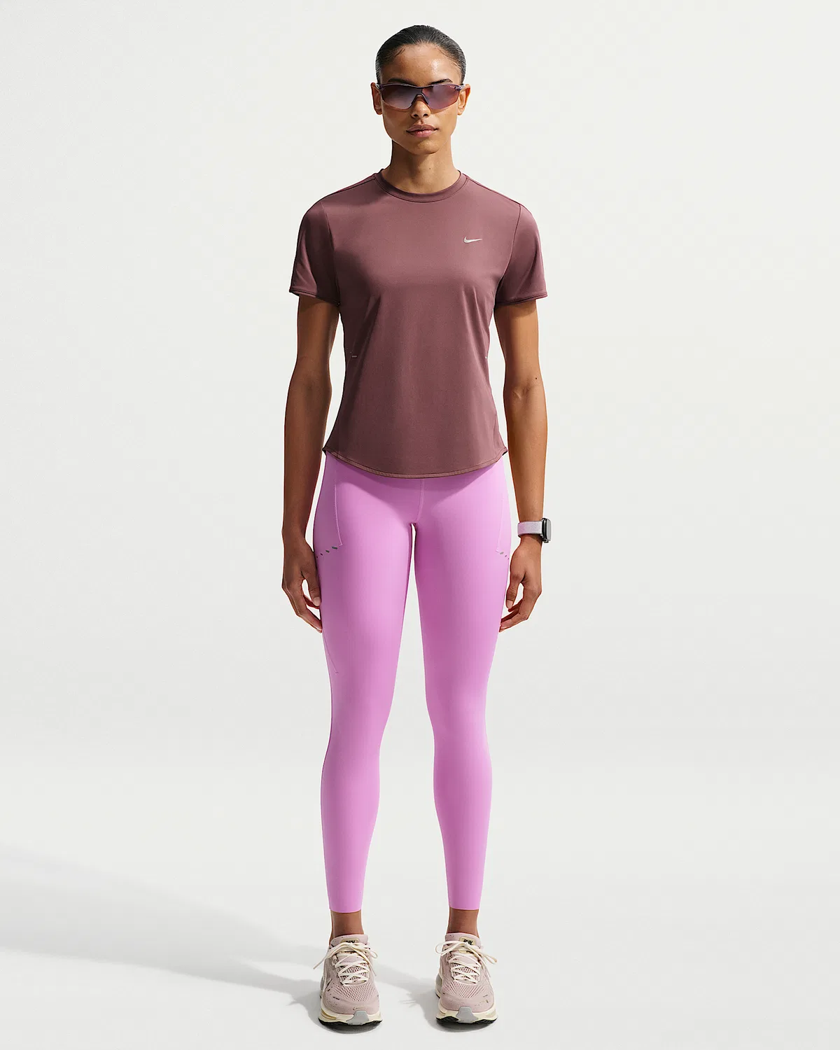Женские леггинсы для бега Nike Swift с высокой посадкой 7/8 и карманами, Light Magenta