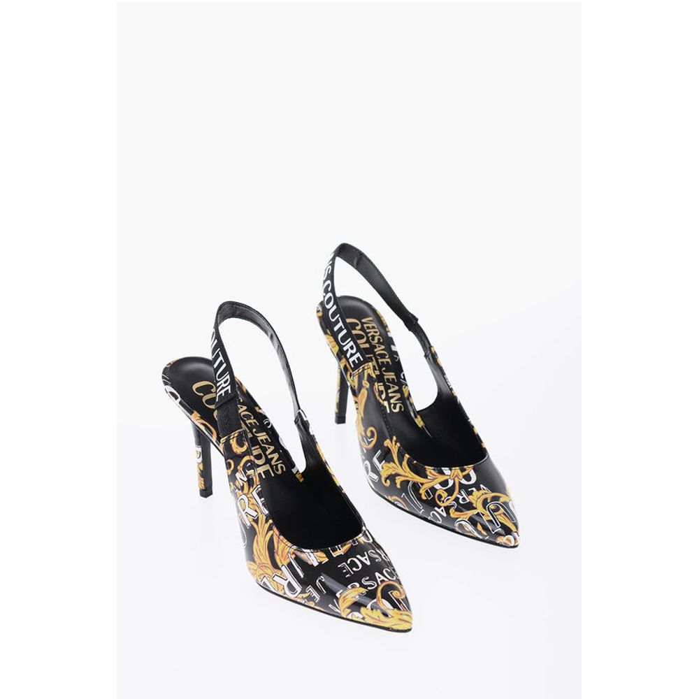 JEANS COUTURE Туфли из искусственной кожи Slingback 9,5 см Versace, Black