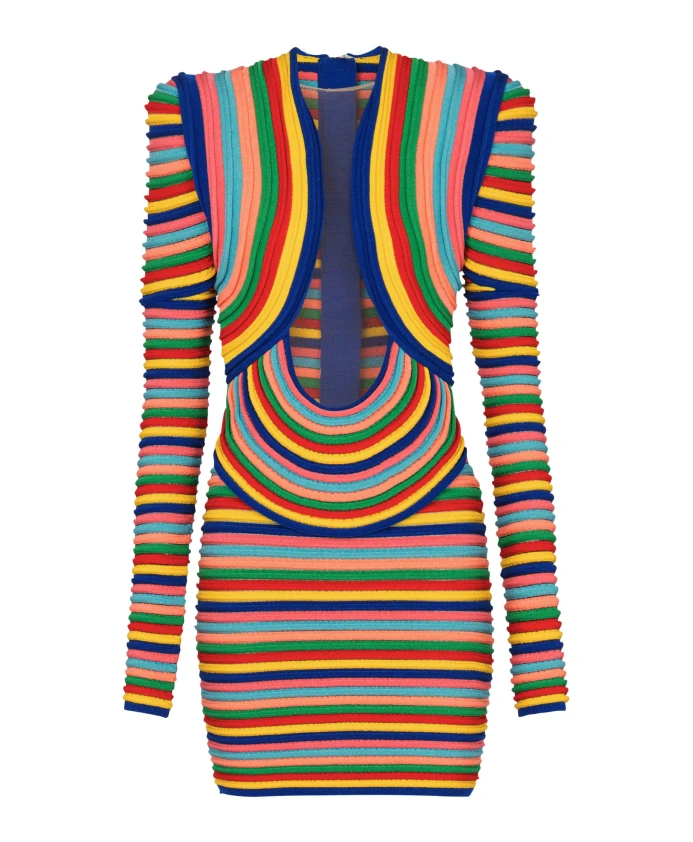 

Короткое платье из рюшей Balmain, мультиколор