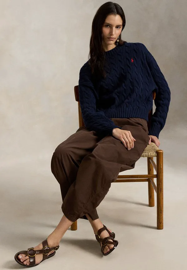 Хлопковый свитер крупной вязки с круглым вырезом Polo Ralph Lauren, Hunter Navy — фото 4