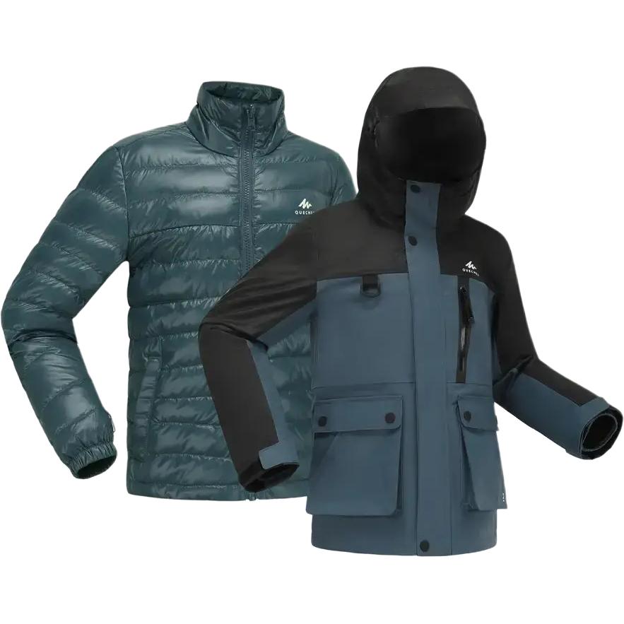 

SH900 QUECHUA Ветровка 2 в 1 для подростков DECATHLON, комплект из 2 предметов (Тёмно-синий кирпич+Дымчато-чёрный)