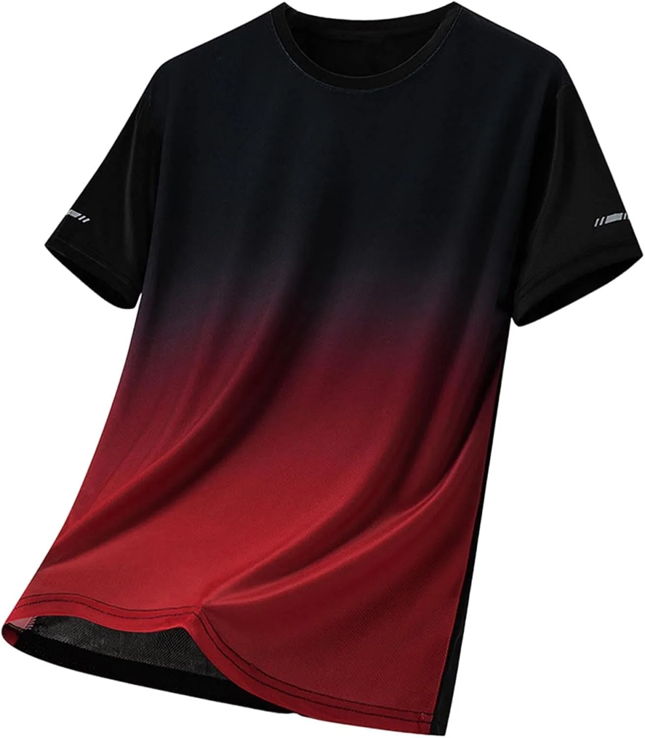 

Мужская футболка с градиентом, короткий рукав, круглый вырез, быстросохнущая, дышащая, летняя, активная, ледяной шелк, для спортзала Xiaojmake