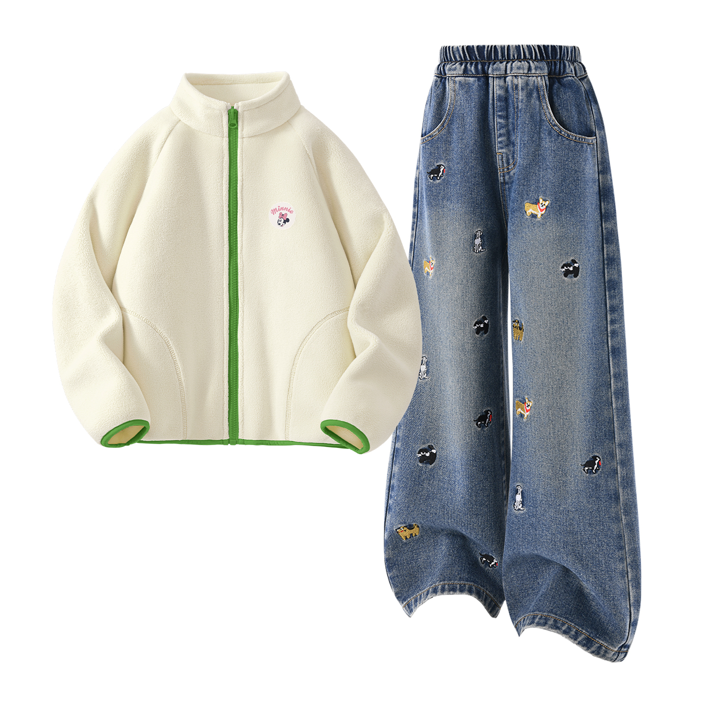 

Детская повседневная спортивная одежда Disney, Dini Medium Round Hook-And-Loop K Light Milk White+Solid Color Denim Blue