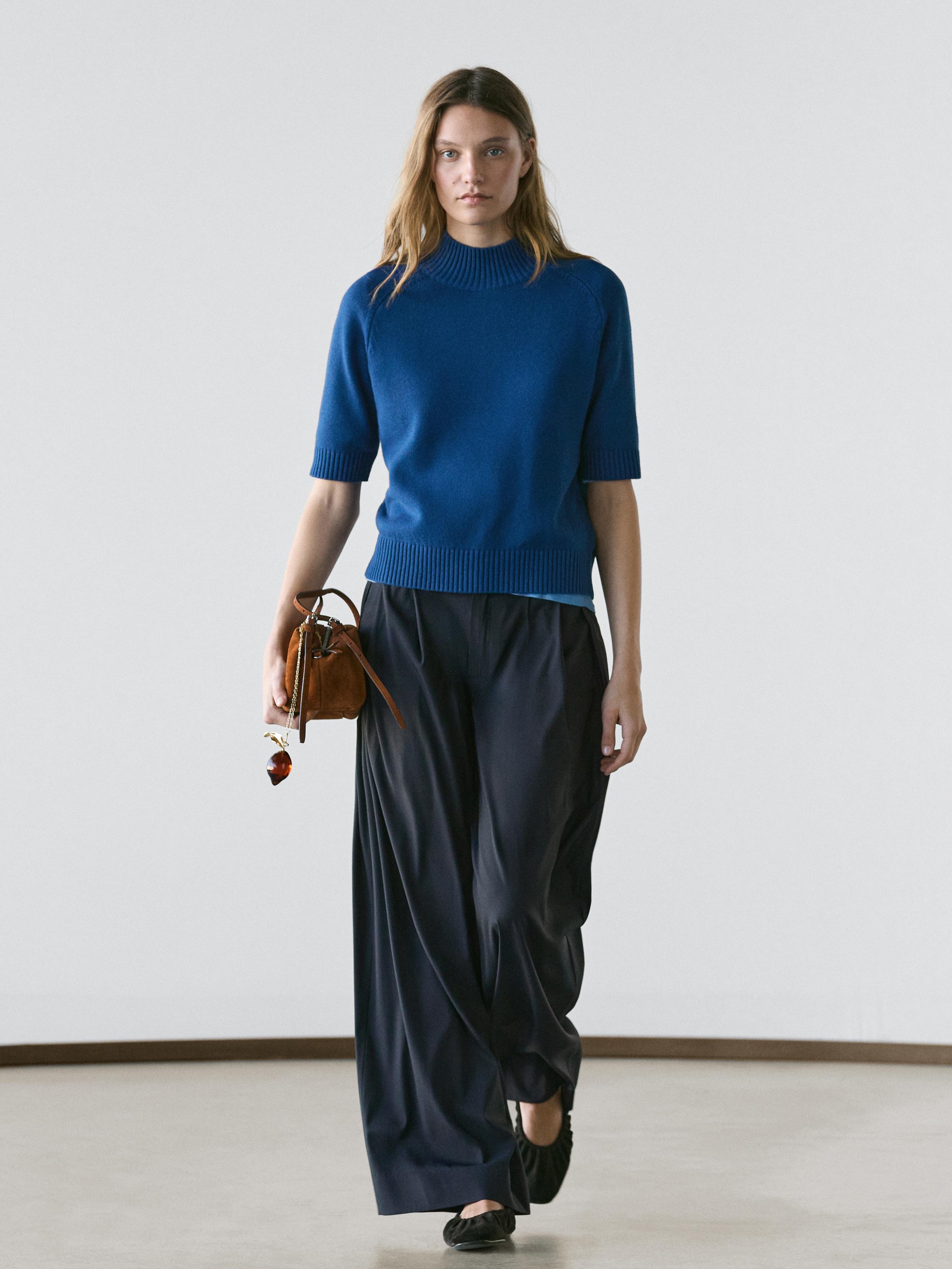 

Вязаный свитер из хлопковой смеси Massimo Dutti, dark blue