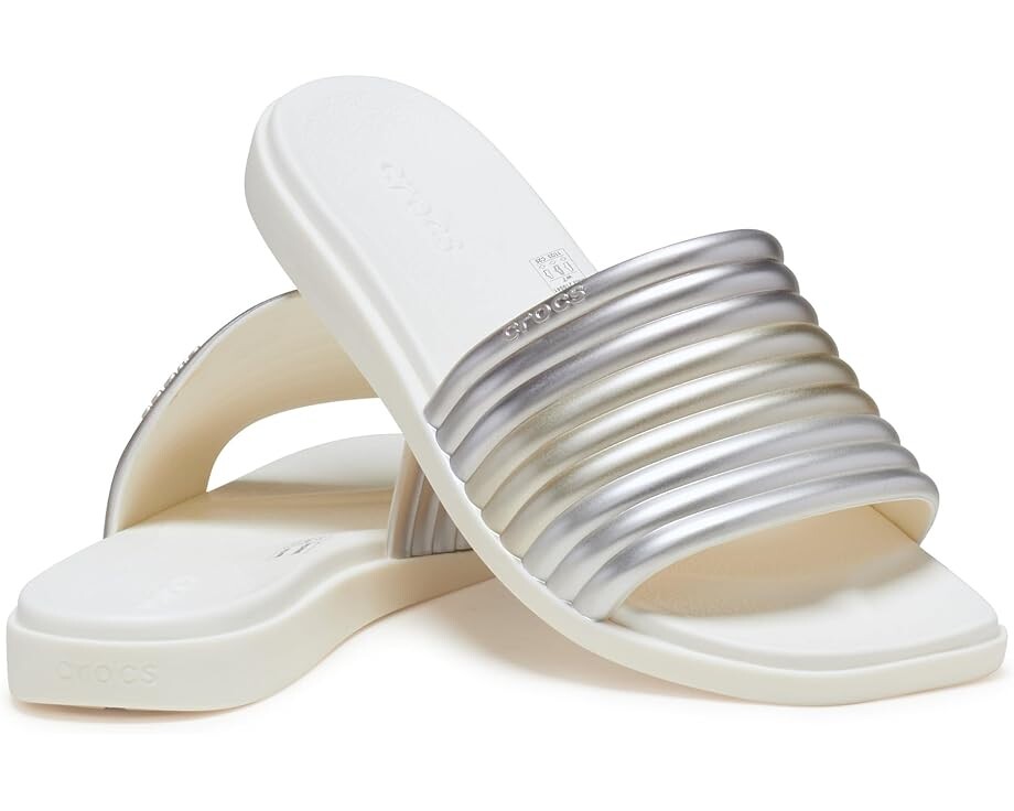 

Сандалии Crocs Miami Slide Sandals, цвет Metallic Chalk