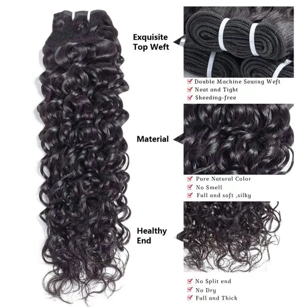 Натуральные кудрявые волосы Ladiary Brazilian Human Hair Water Wave (1 пучок, 10 дюймов) Ladiaryf — фото 2