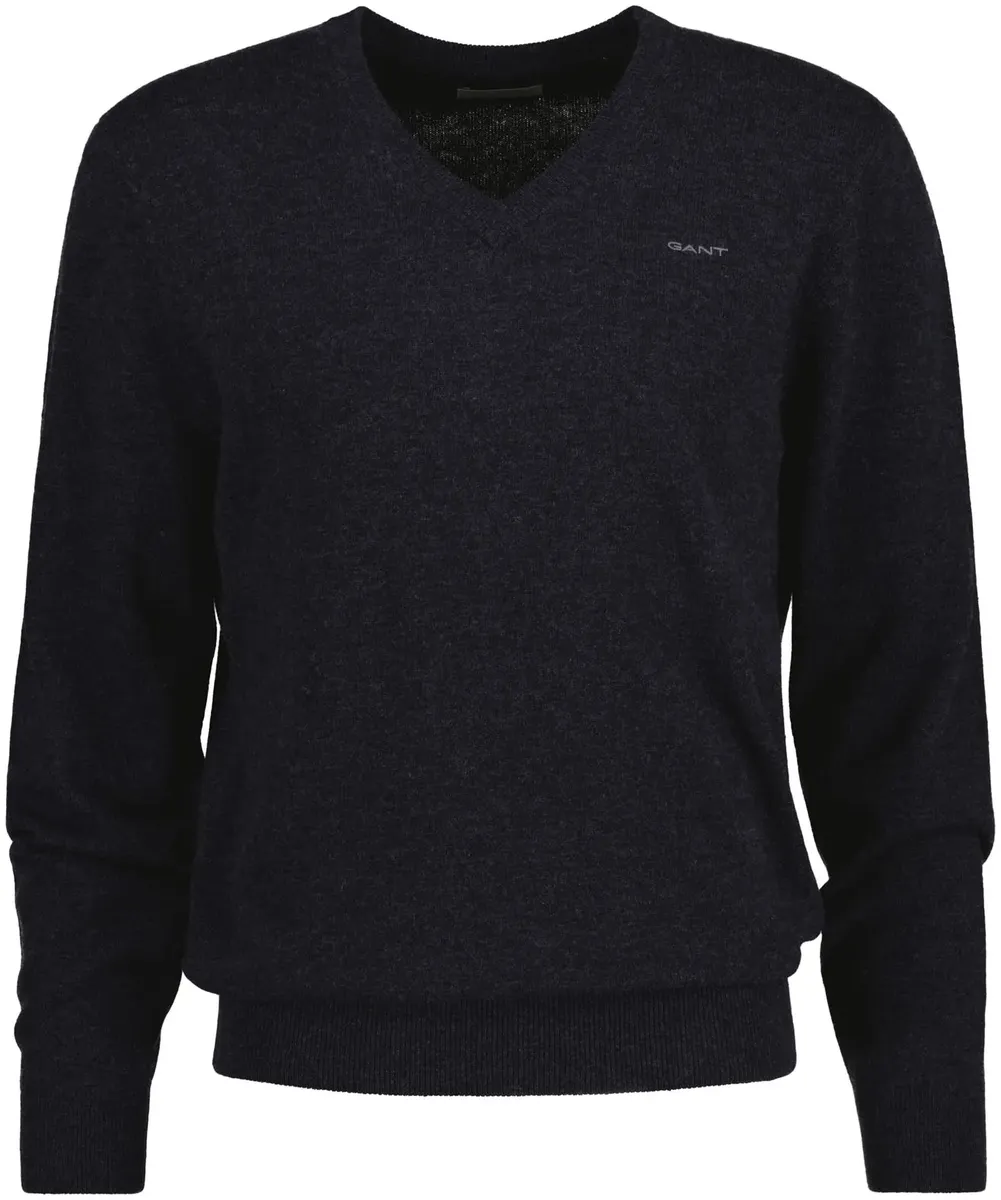 

Свитер Gant с V-образным вырезом "Extrafine Lambswool V-Neck", свитер из овечьей шерсти, высококачественная шерсть премиум-класса, синий