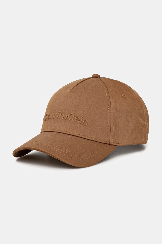 

Хлопковая кепка с козырьком Calvin Klein, коричневый