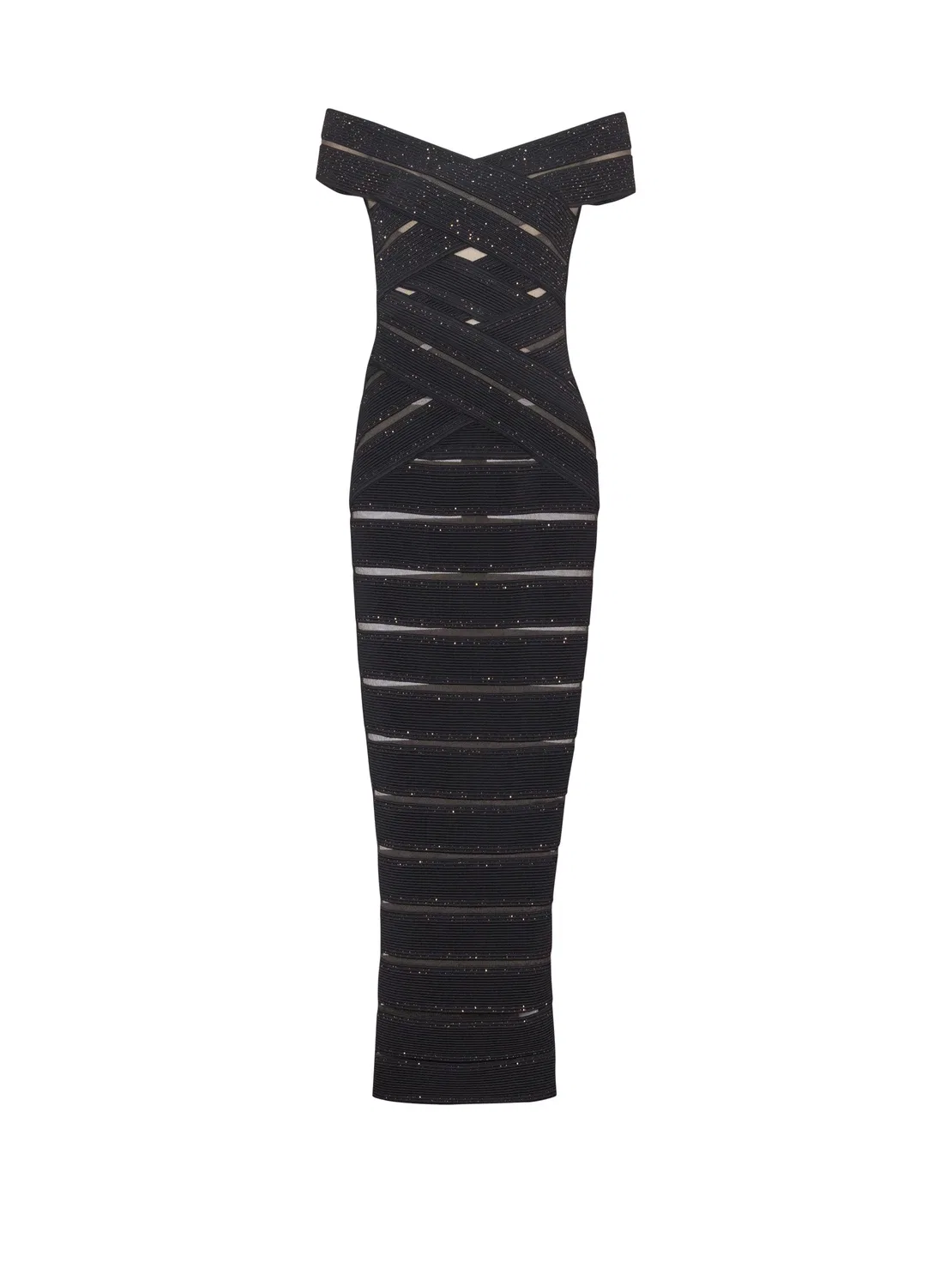 Облегающее платье из трикотажной сетки BALMAIN, черный