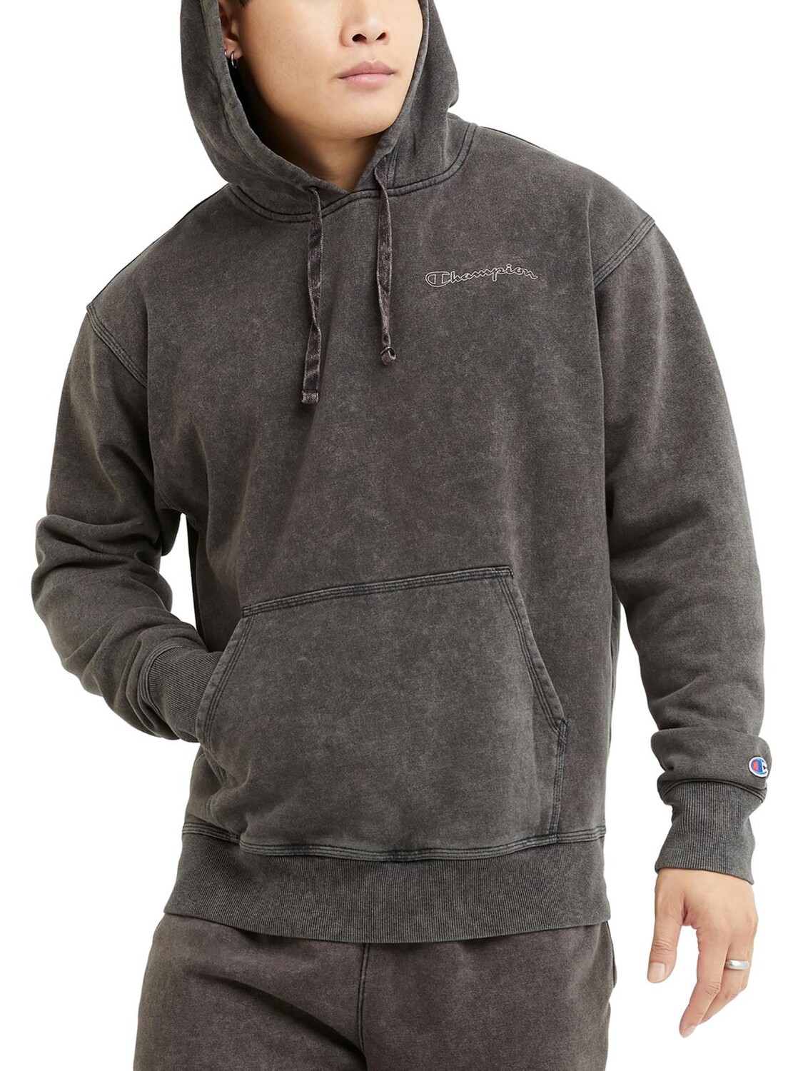 

Мужская хлопковая толстовка с принтом Champion, цвет Acid Wash Black