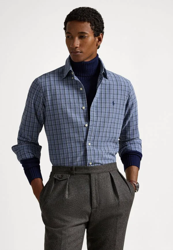 Рубашка-Оксфорд из ворсистой ткани, сшитая на заказ. Polo Ralph Lauren, 7033A Blue Heather Multi