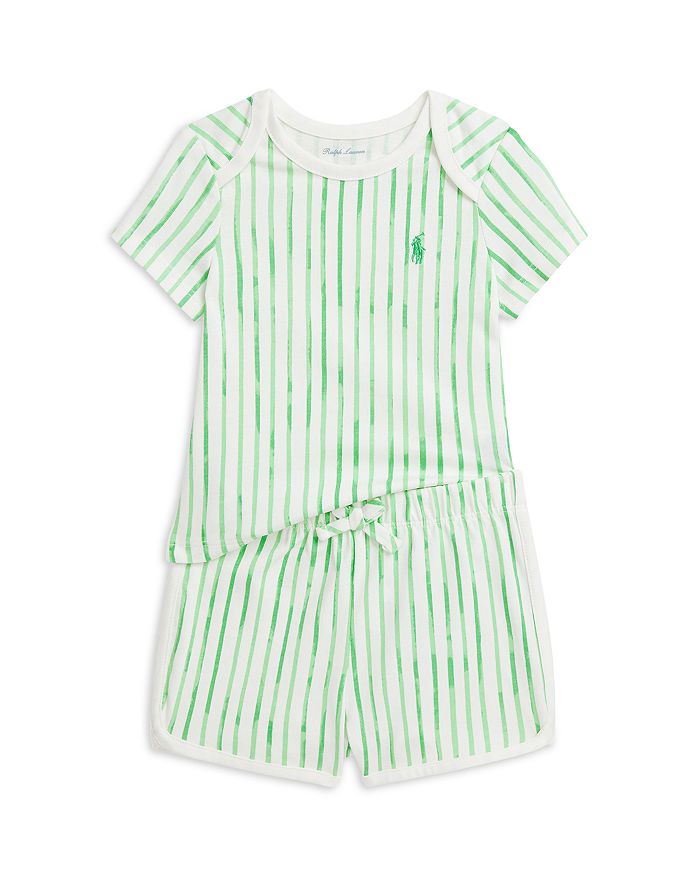 

Детский комплект из футболки и шорт из хлопкового джерси в полоску - Baby Ralph Lauren, мультиколор