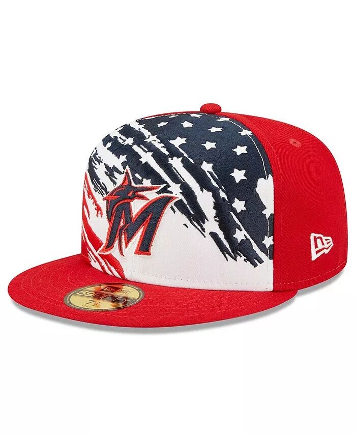 

Мужская красная шляпа Miami Marlins 4 июля 2022 года для игры на поле 59FIFTY New Era