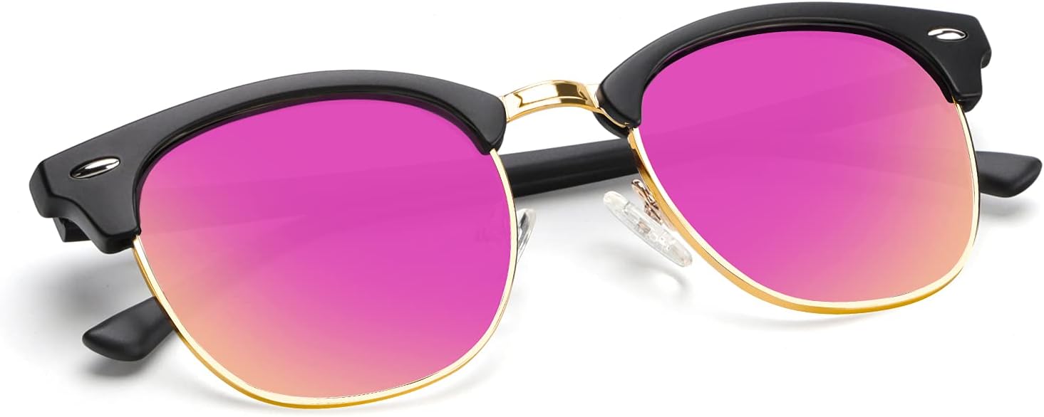 

Поляризованные солнцезащитные очки KALIYADI для мужчин и женщин, полуободковая оправа, солнцезащитные очки для вождения, блокирующие УФ-излучение, C09-matte Black | Pink | Golden Rim