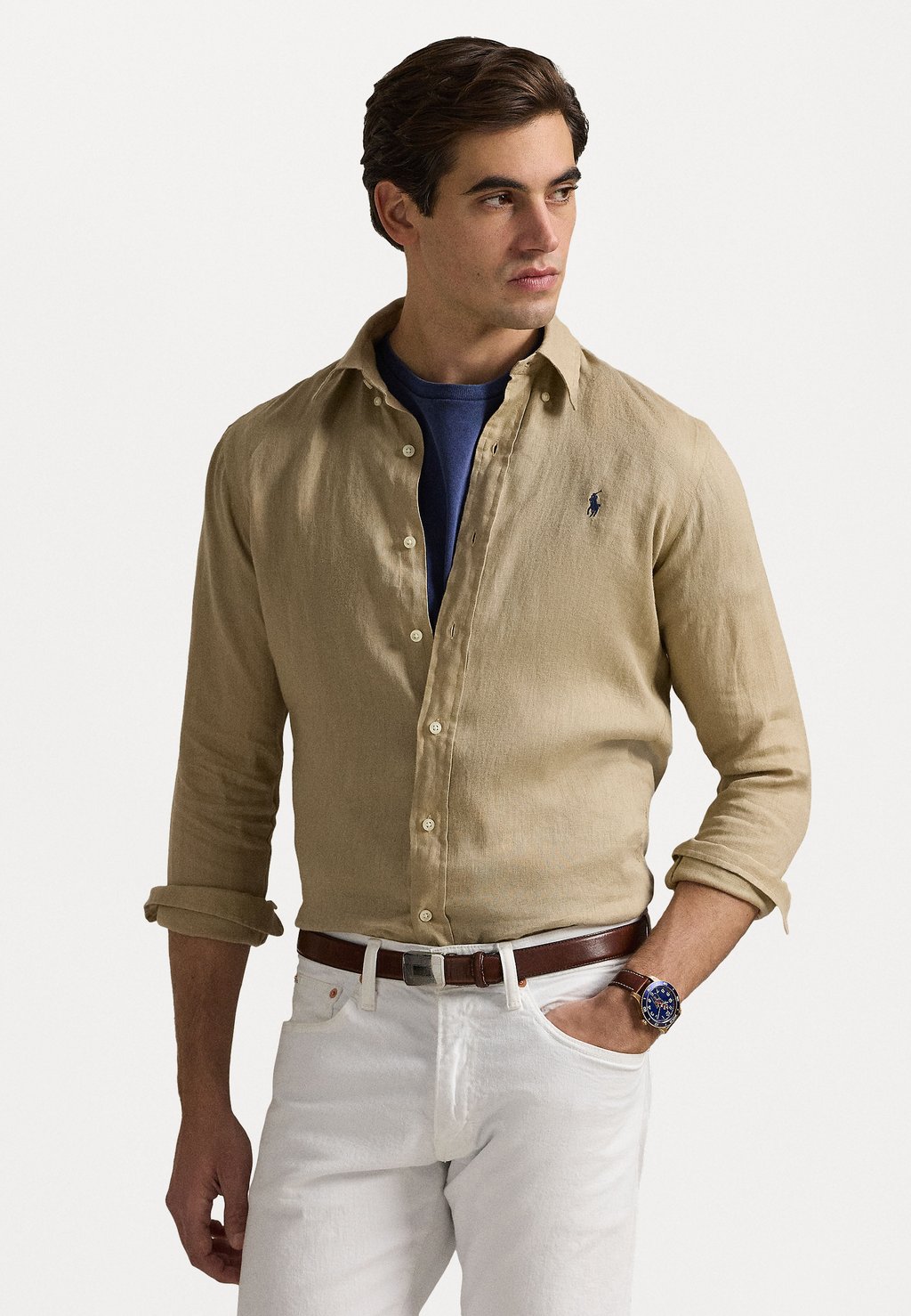

Рубашка CUSTOM FIT LINEN SHIRT Polo Ralph Lauren, бежевый