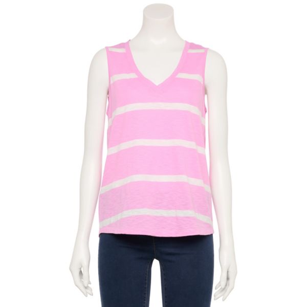 

Женский удлиненный топ с V-образным вырезом Sonoma Goods For Life, цвет bright pink stripe