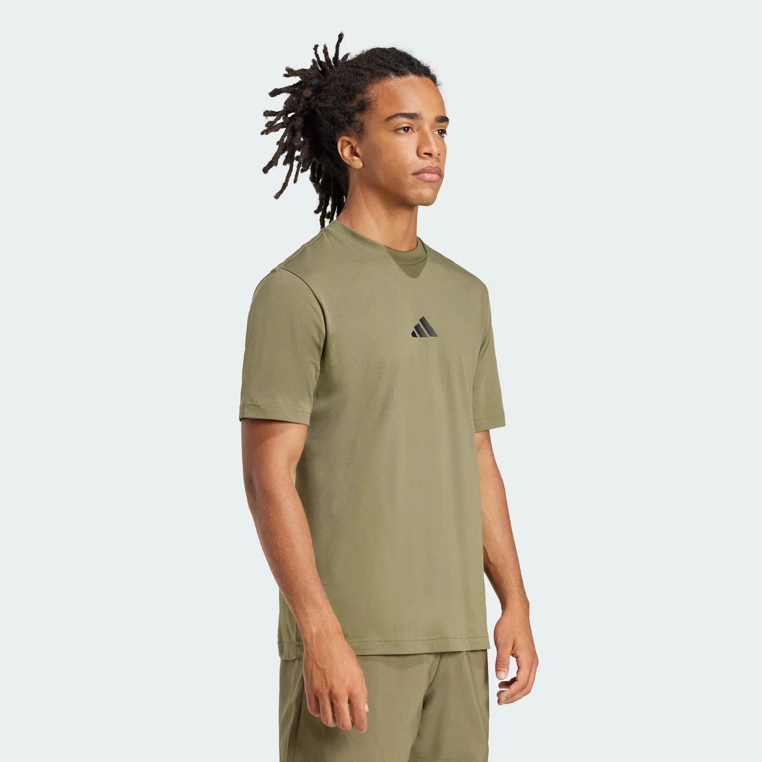 Футболка с логотипом, короткий рукав, Essentials Adidas, черный/оливковый — фото 3