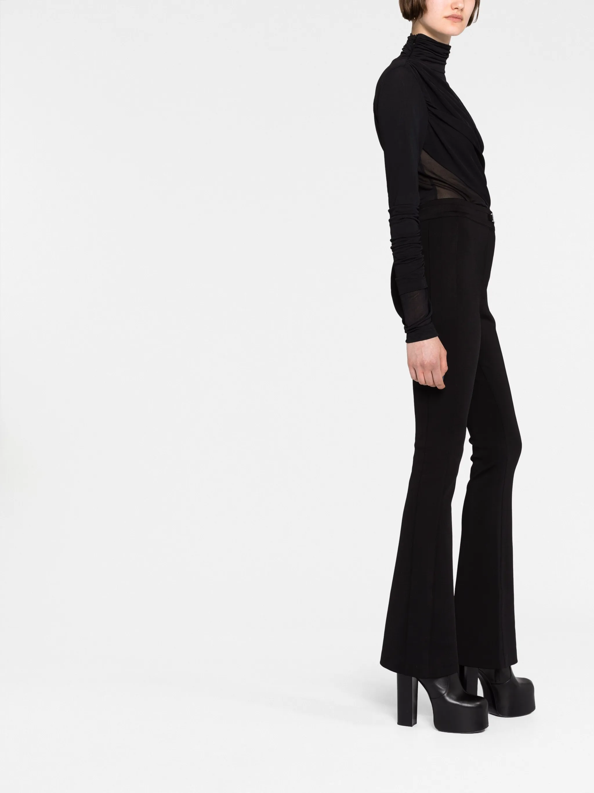 Расклешенные брюки с завышенной талией Givenchy, черный — фото 4