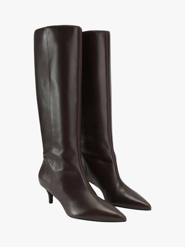 Венецианские кожаные ботинки до колена на каблуке kitten heel Carvela, Dark Brown — фото 2