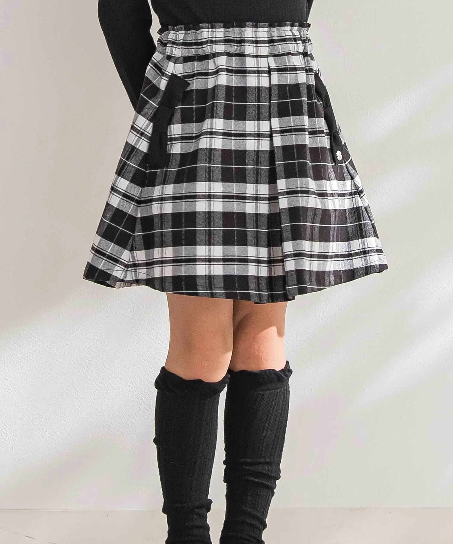 Детская клетчатая юбка BeBe Petits Pois Vert чёрная