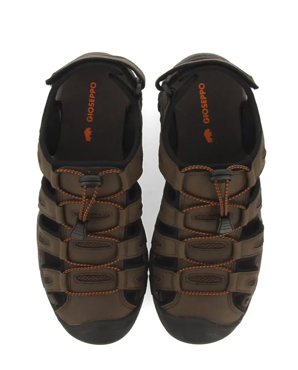 Мужские шлепанцы и сандалии с деталями из веревки и регулируемым задником Gioseppo, коричневый — фото 4