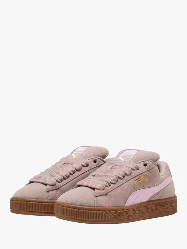 Детские замшевые кроссовки XL на шнуровке, розовые PUMA — фото 2