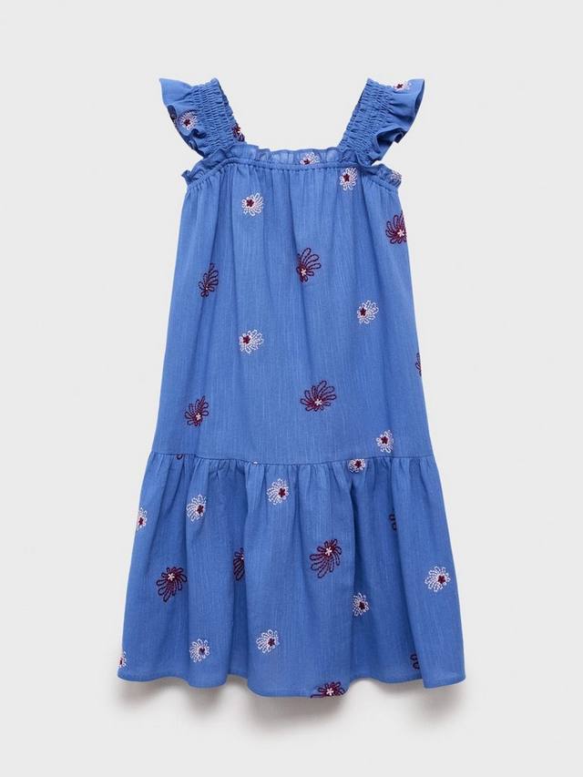 

Детское платье миди Paipai из хлопковой смеси с ярусами Mango, Medium Blue