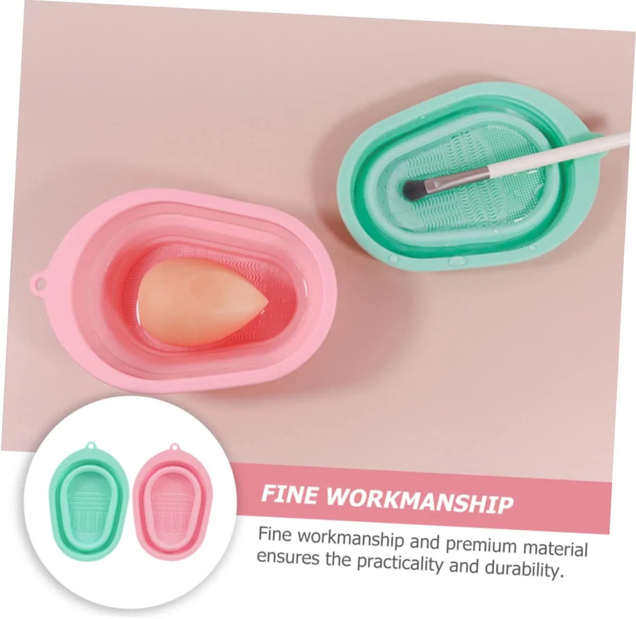 Складной коврик для чистки кистей Silicone Makeup Brush, 2 шт, 15.5x10.3 см Beatifufu — фото 4