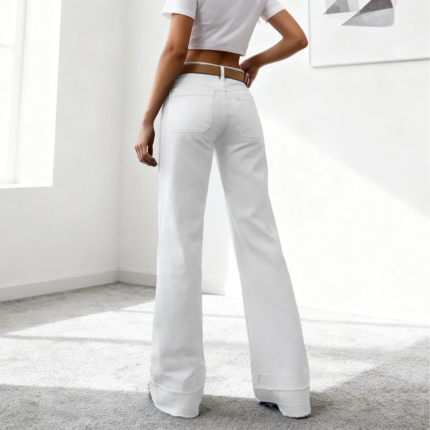 Брюки-джинсы женские Baggy, Stretchy, High Waisted, Wide Leg — фото 3
