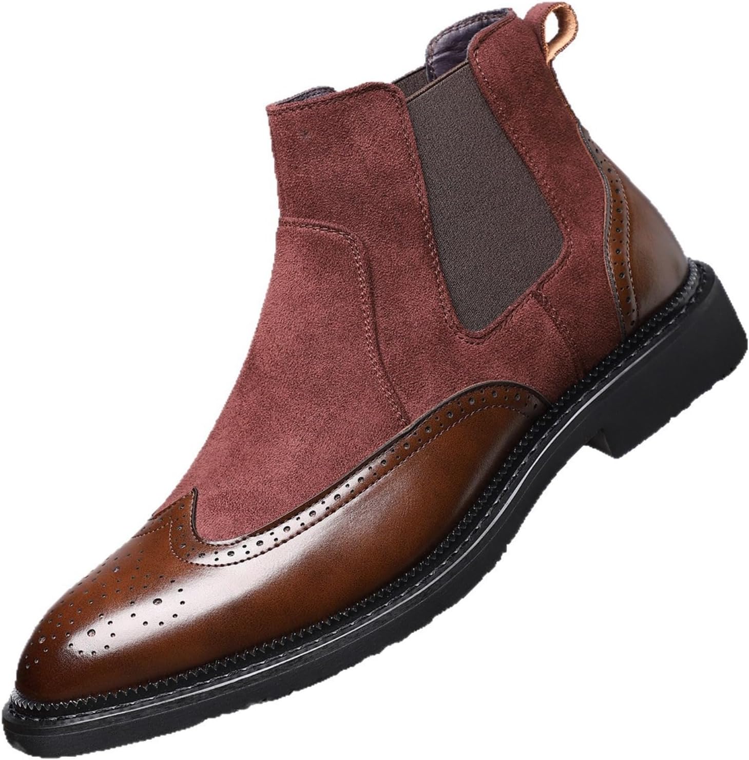 

Мужские ботинки с зауженным носком и эластичной вставкой, оксфорды на массивном каблуке, без застежки, для повседневной носки на улице Azttoztto, красный