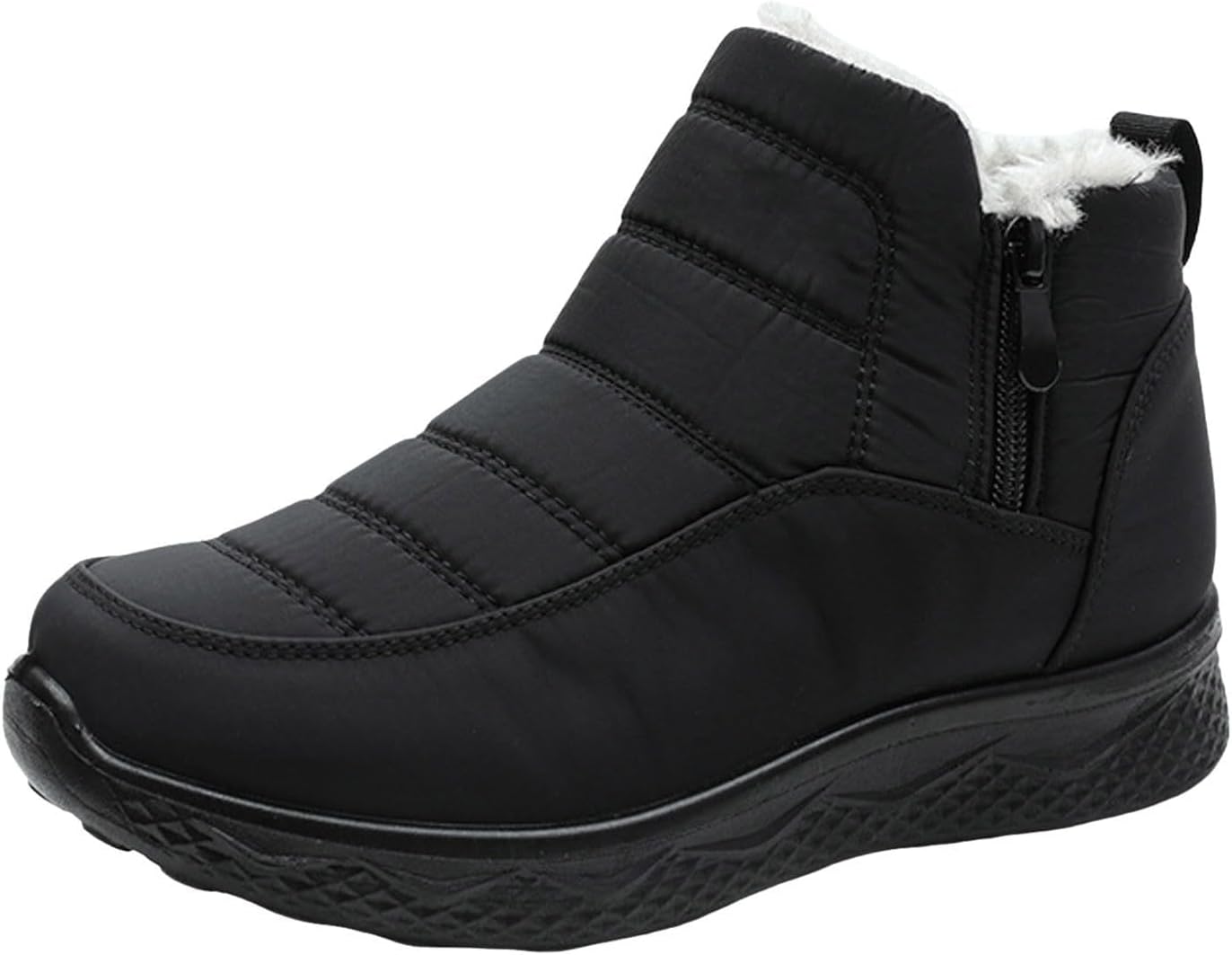 

Женские и мужские зимние снежные ботинки Movnebyro с меховой подкладкой, противоскользящие, на короткой шпильке, повседневные, водонепроницаемые, с застежкой-молнией, удобные теплые ботильоны для прогулок на открытом воздухе, универсальные, черн...