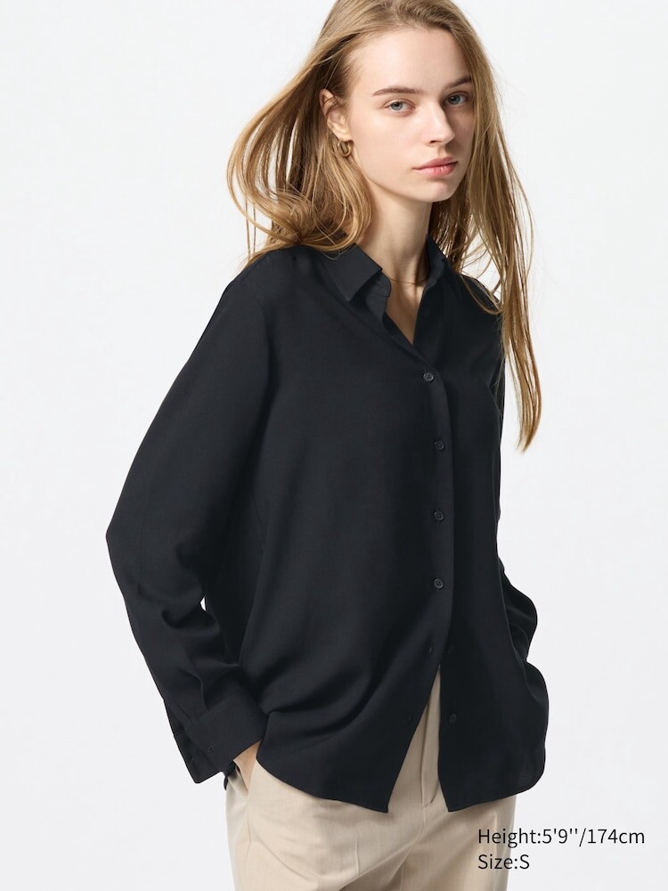 

Блуза из искусственного шелка Uniqlo, цвет 09 черный