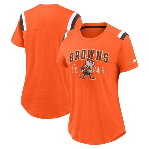 

Женская оранжевая футболка Cleveland Browns Historic Slub Nike, Оранжевый, Женская оранжевая футболка Cleveland Browns Historic Slub Nike