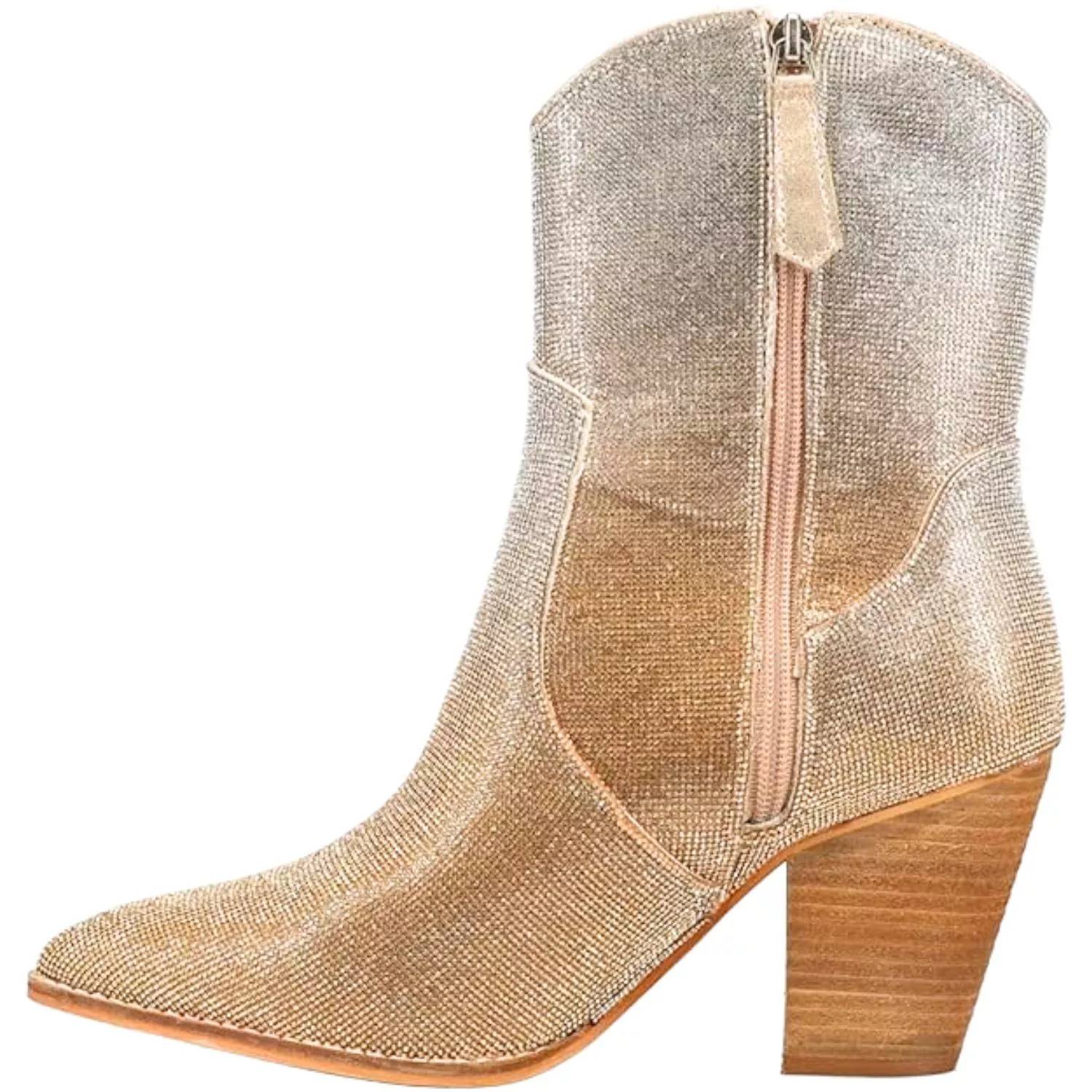 Женские ковбойские сапоги для селфи с камнями в золоте/серебре Corkys Footwear — фото 3