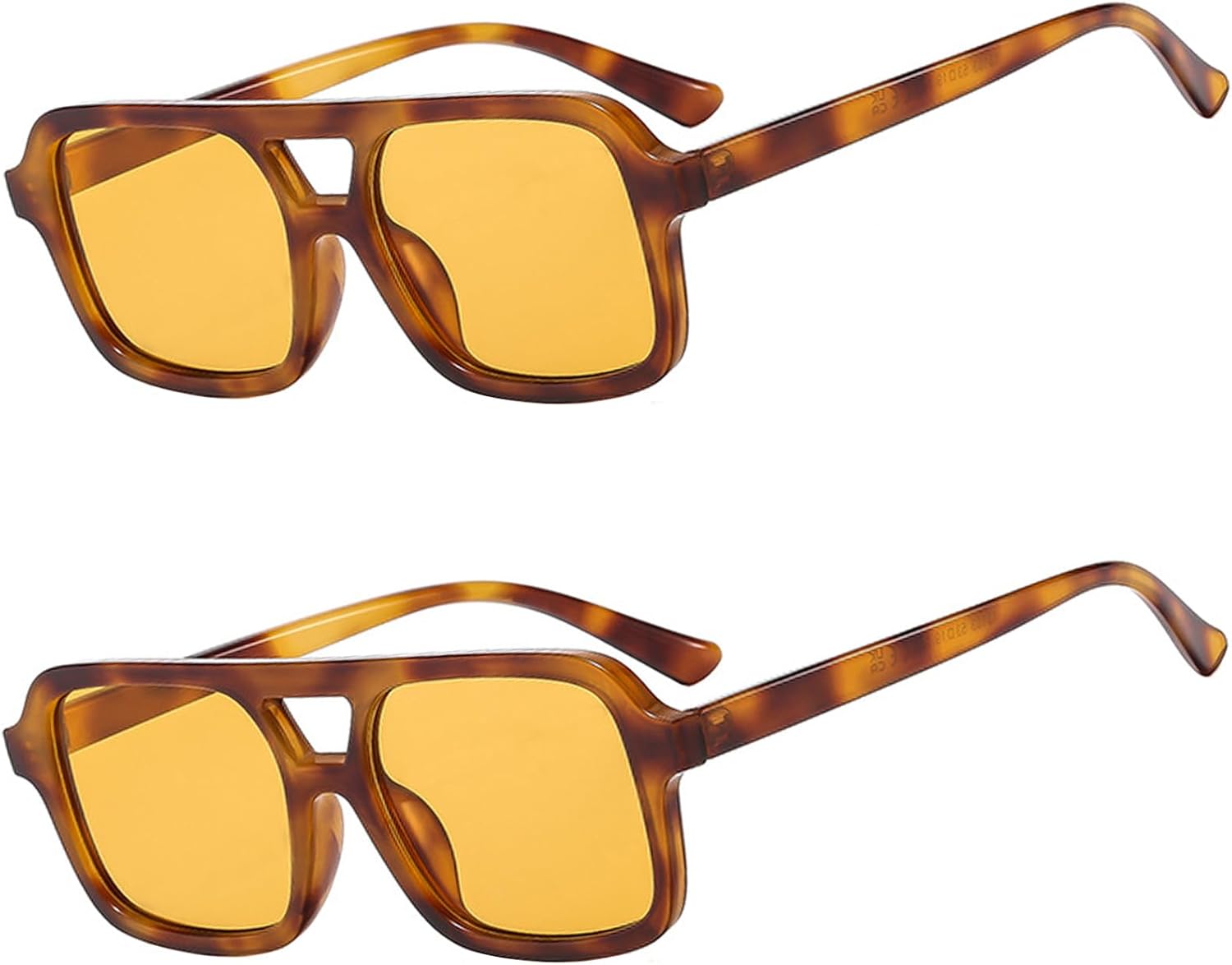 

Ретро-солнцезащитные очки-авиаторы квадратной формы для женщин и мужчин в стиле 70-х, модные прямоугольные солнцезащитные очки с защитой от УФ-излучения MUNSADE, (2pack)yellow+yellow